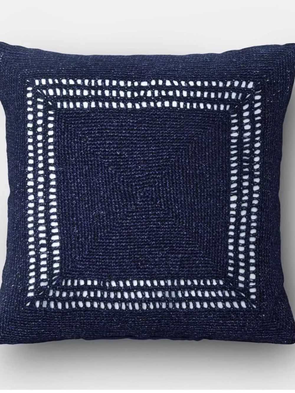 Studio McGee Navy Crochet Square Outdoor Accent Pillow